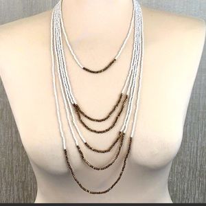 HAWAIIAN Pearls & Gold Beaded 6 Tiered Beautiful Layered Necklace Made i…